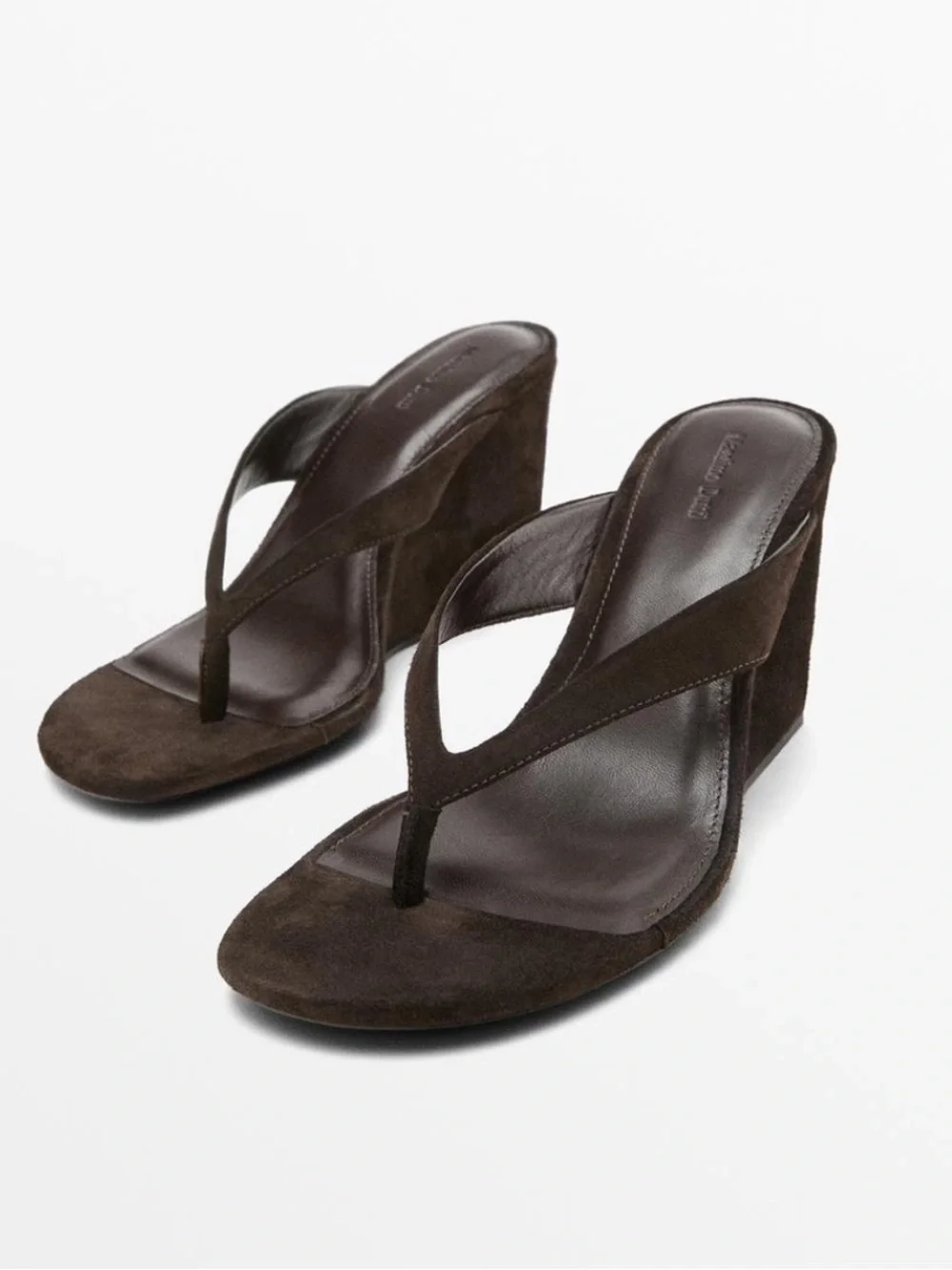 Massimo Dutti dark brown Wedge Thong Sandals in Dark Brown - Women